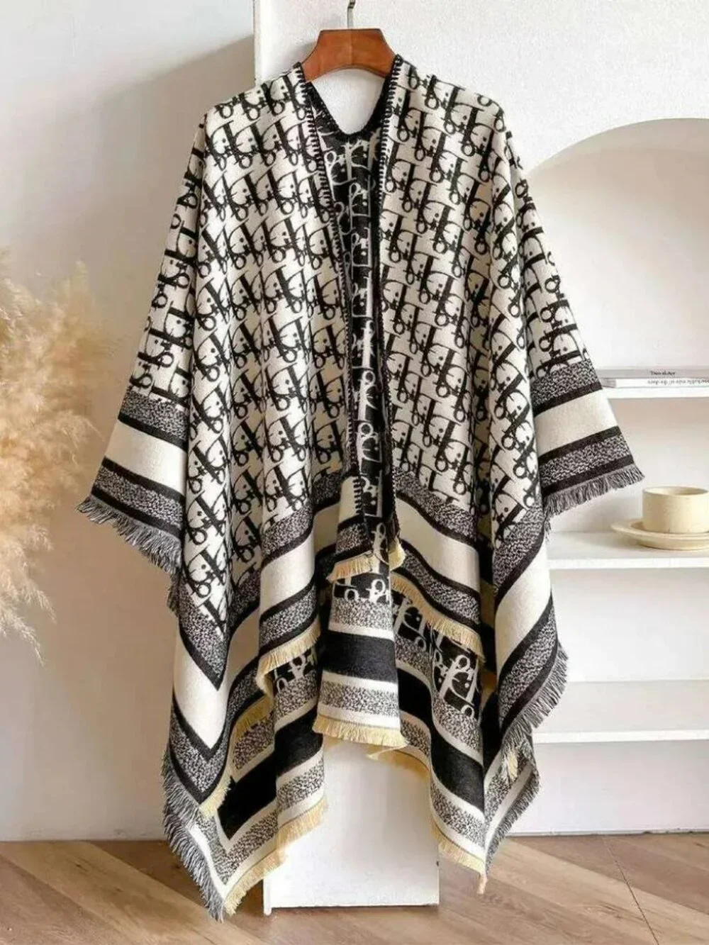 NEW! EXQUISITE LUXURY VIBES SHAWL PONCHO FRINGED